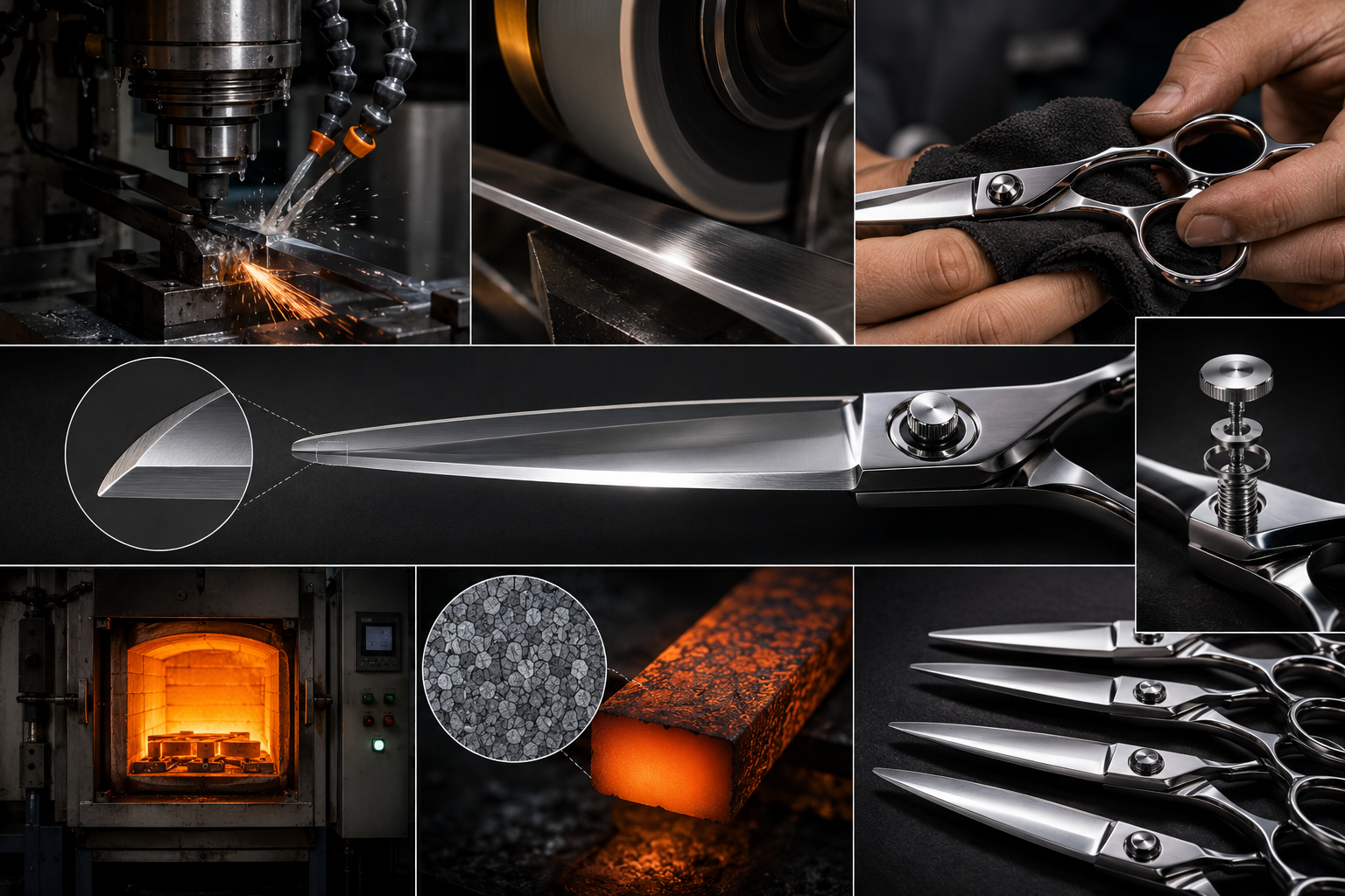 Precision CNC grinding and 15-20° convex edge for Mackay VG10 scissors