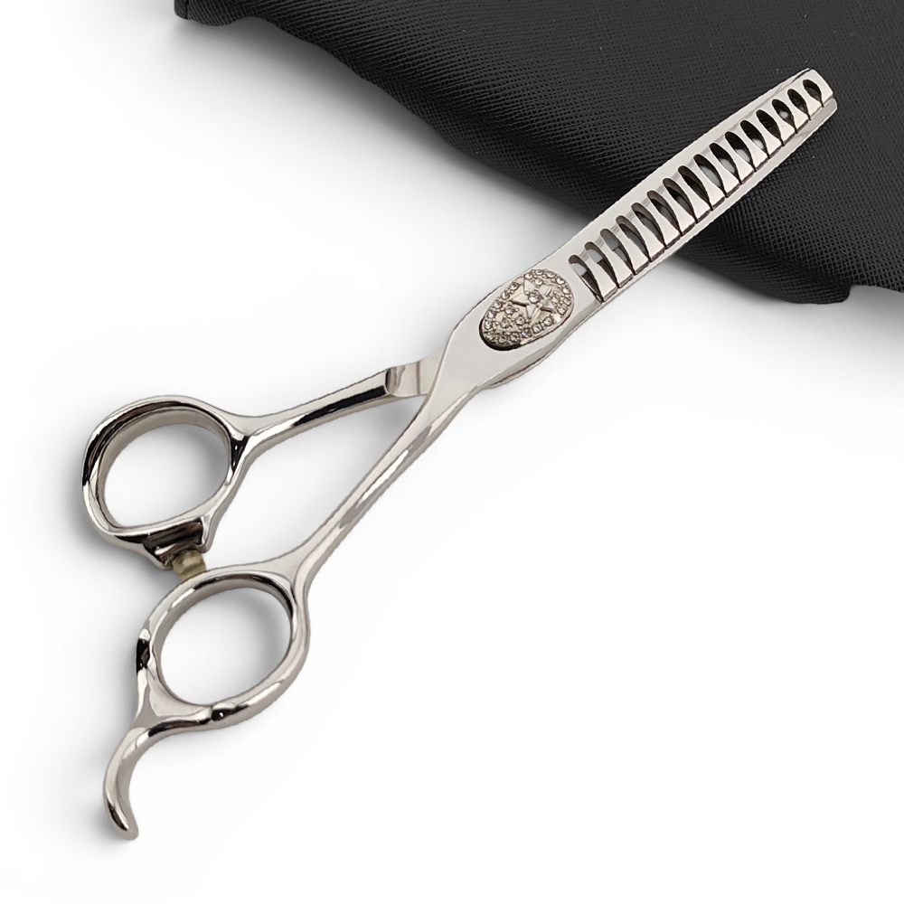 Japanese 440C hair scissors macro edge detail