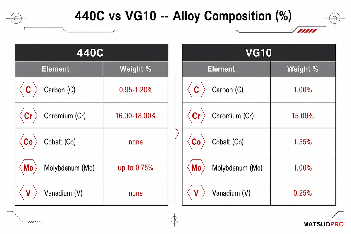 What Makes 440C and VG10 Different at the Atomic Level? — Mackay