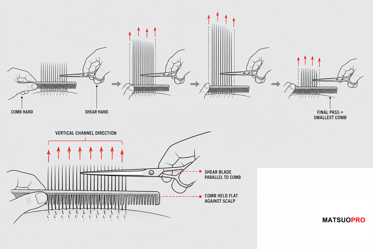 The Scissor-Over-Comb Technique, Step by Step — MATSUOPRO