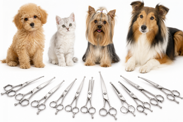 Safety shears and rounded tip grooming builds for small pets