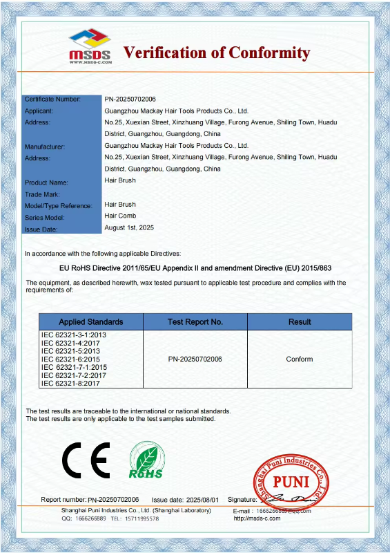 Quality Compliance Certificate 20250702006