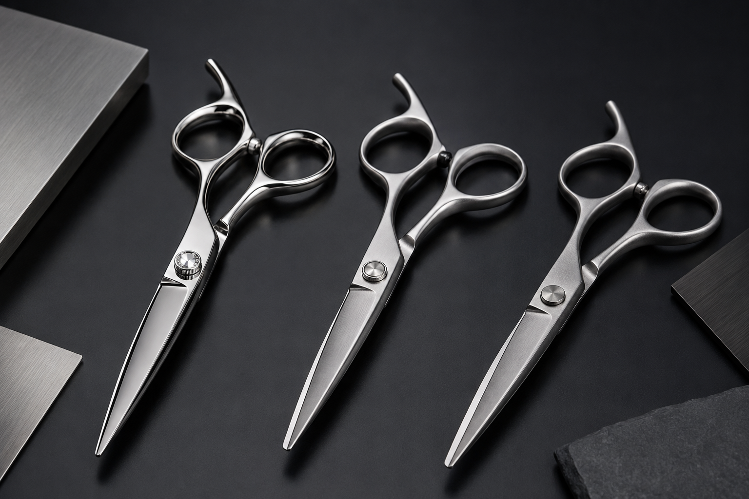 Macro view of precision honed VG10 scissor blade edge showing metallurgical structure
