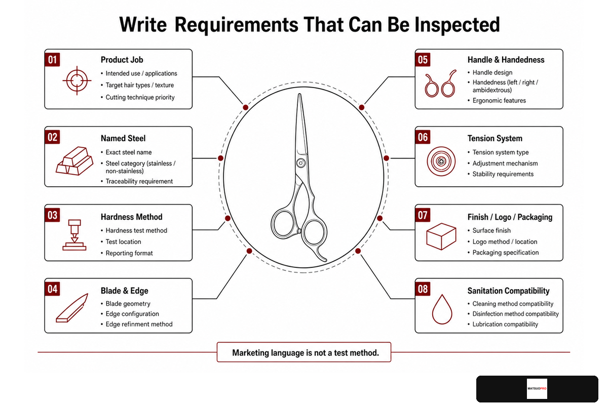 Write a Supplier-Neutral Hair Scissor Specification — MATSUOPRO