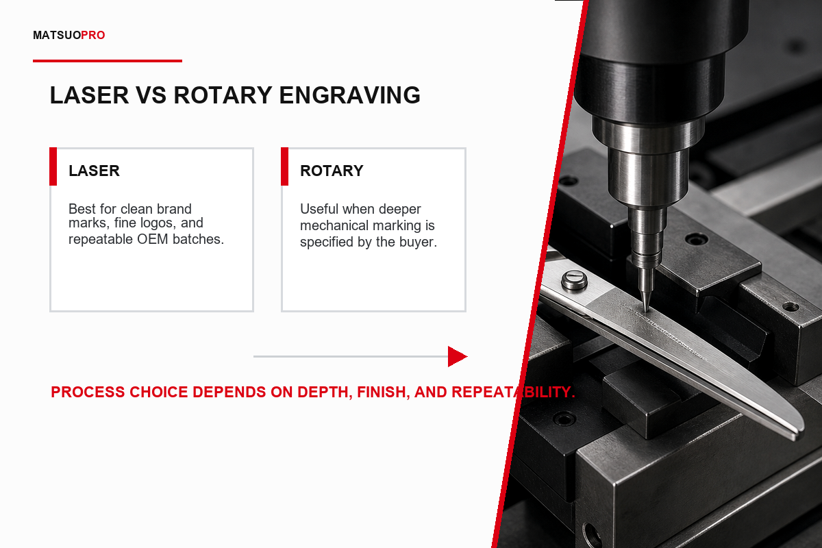 Laser vs rotary engraving methods for professional scissors - MATSUOPRO