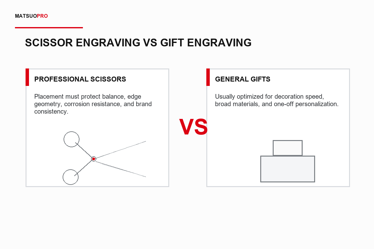Professional scissor engraving compared with general gift engraving - MATSUOPRO