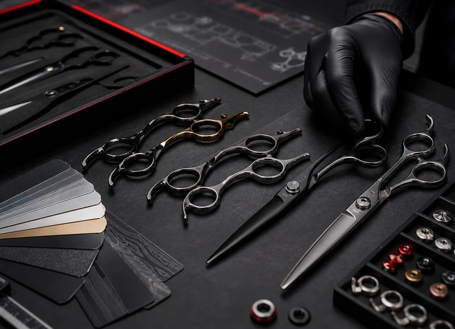 Semi-custom ODM hair scissors component and finish selection