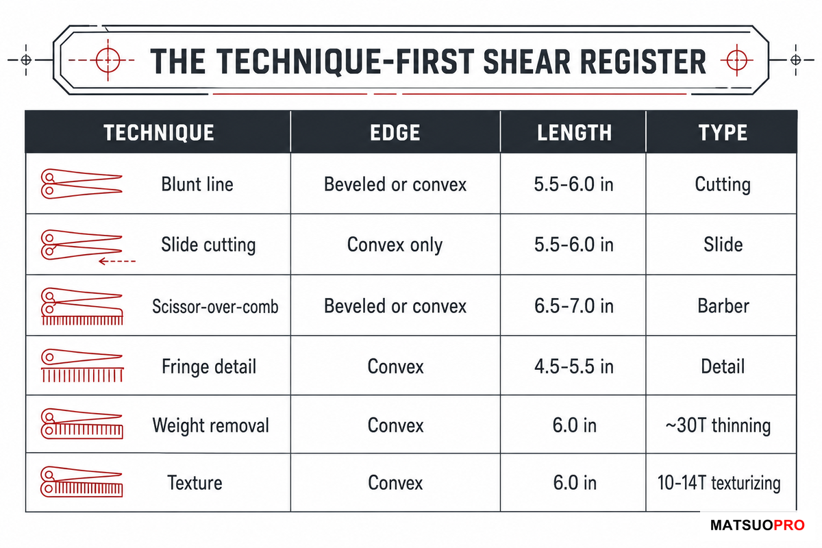 The Technique-First Shear Register: Matching Hair Shears to What You Actually Do β MATSUOPRO