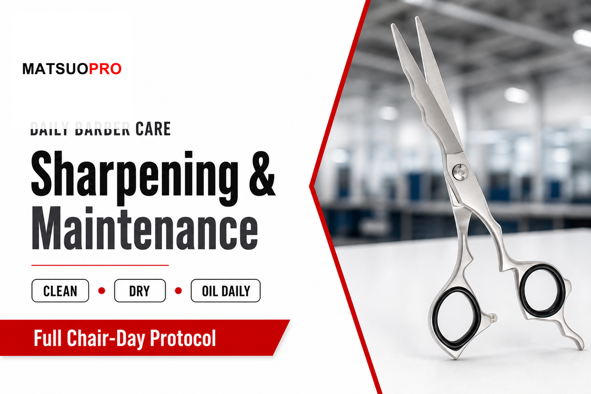 Caring for a Japanese-Steel Barber Shear Through a Full Chair Day — Mackay Hair Scissors
