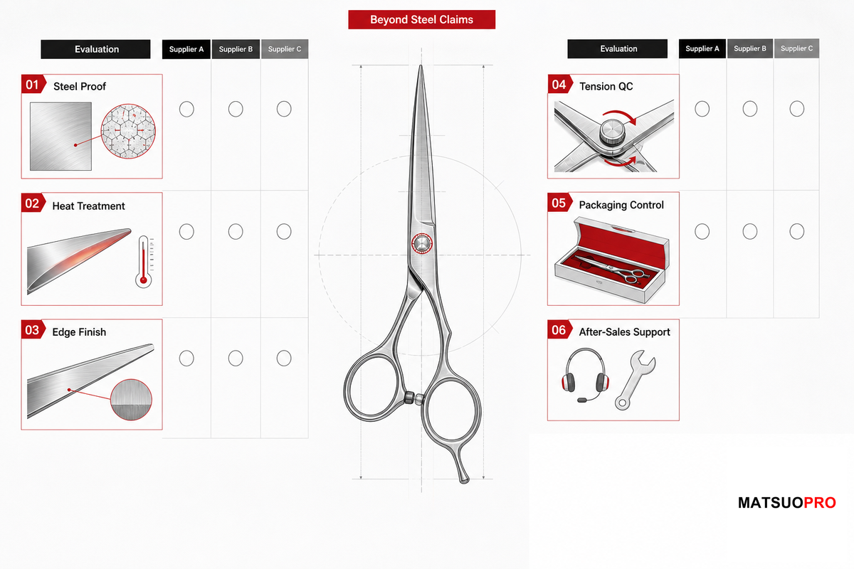How to Compare Hair Scissor Manufacturers Without Letting Steel Claims Do All the Work - MATSUOPRO