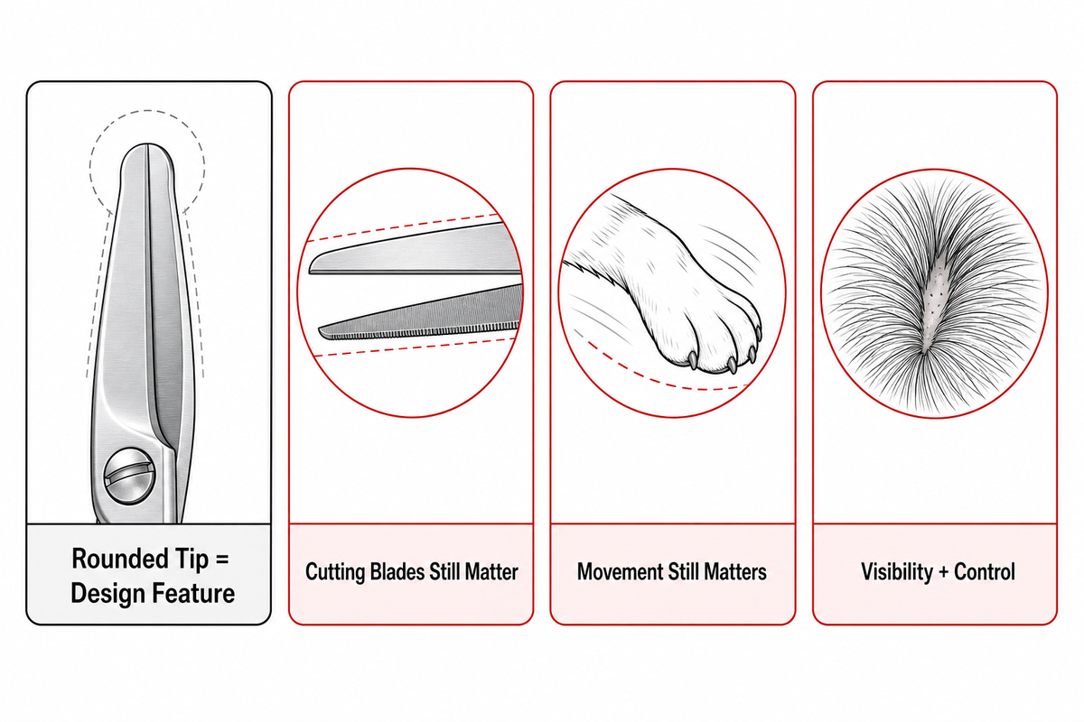 Diagram of what rounded safety tips can and cannot prevent