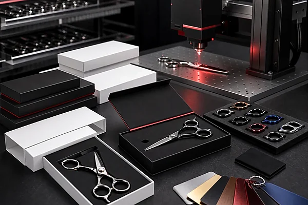 Lineup of professional hair-cutting shear types for salons and barbers