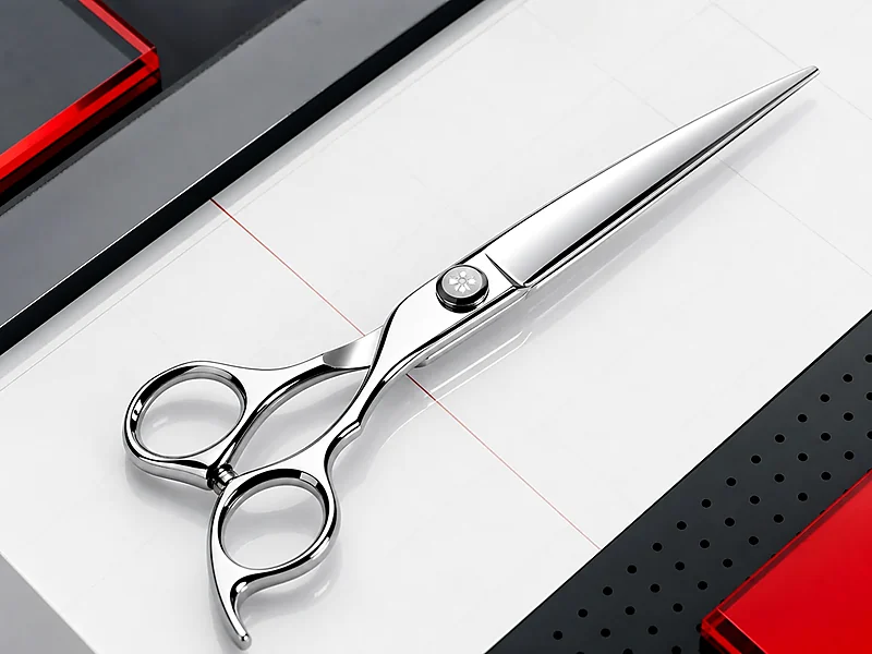 Close-up of a MATSUOPRO professional hair shear in hand, illustrating daily salon and barber workflow