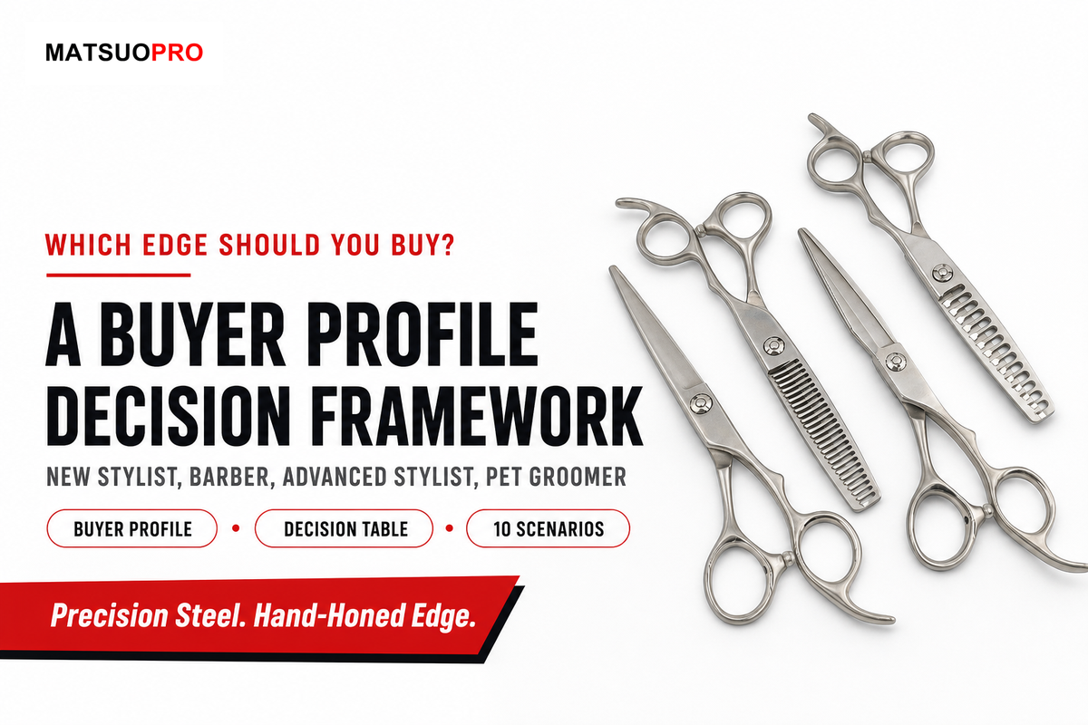 Buyer Profile Decision Framework: 10 scenarios matching cutting technique and sharpener access to edge type