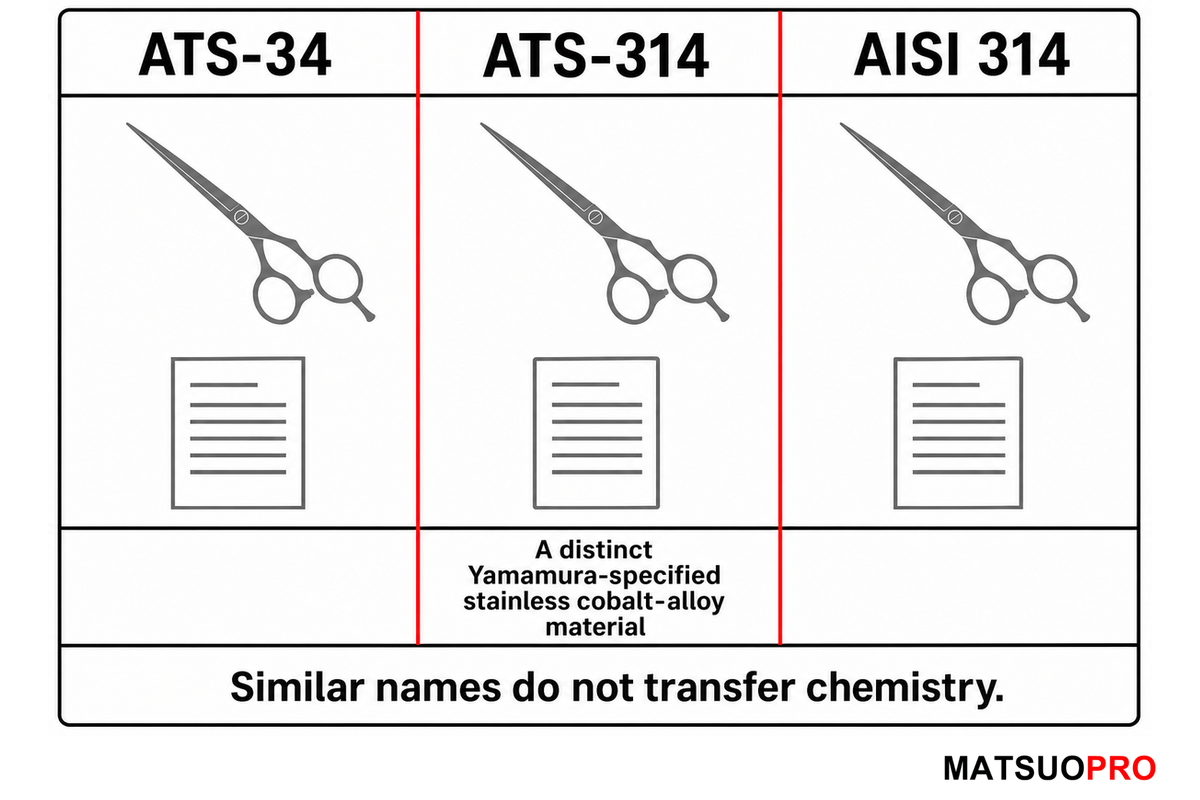 ATS-314 identity boundary separating ATS-314 from ATS-34 and AISI 314
